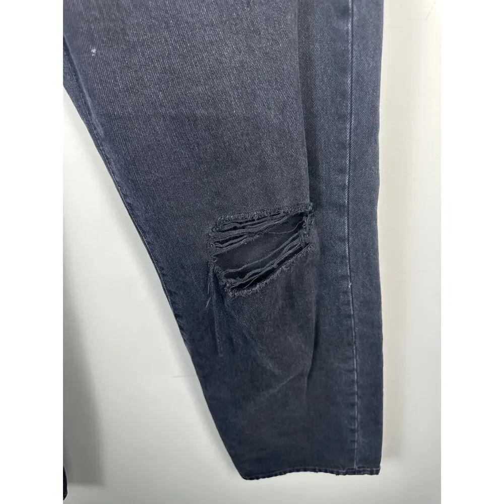 SLVRLAKE London Crop In Long Gone Black Wash Distressed Straight Size 30 EUC‎